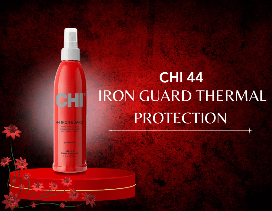 chi heat protectant red bottle with red flowers
