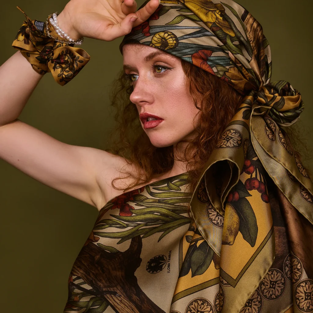 A woman wearing premium headscarves for the best head scraves of 2026 competition